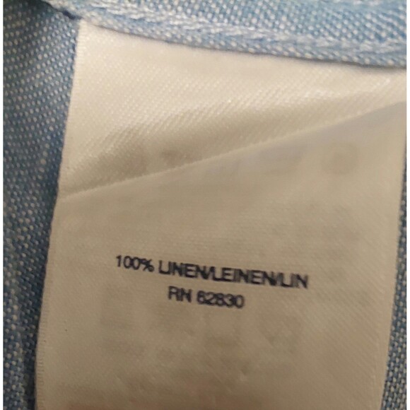 Lands' End Mens Blue Short Sleeve Traditional Fit Collared Linen Shirt Sz 2XLT - Picture 3 of 6